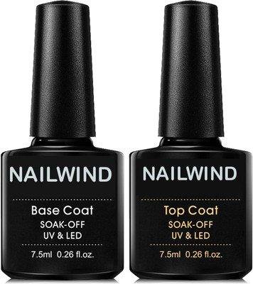 RUBY FACE Combo Kit of UV Top Coat Glossy and Base Coat Rubber 7.5ml Each Pack Nail Art Design Manicure Gifts for Women, Transparent (Pack of 2)