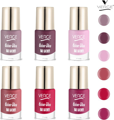 VERGE Colour Show HD Nail Lacquer (Long Lasting & Non Toxic) (Pack of 6) CS6 (29) CS6_29(Pack of 6)
