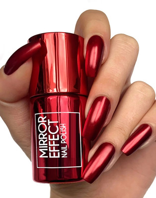 MYEONG Magic Mirror Effect Red Chrome Nail Polish Metallic Quick Drying Nail Paint Red