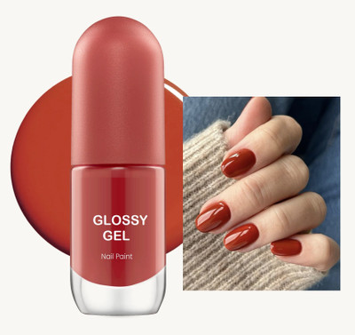 MYEONG Ultra-Glossy Shine Long Lasting & Chip-Resistant Brownish Red Color Nail Paint Brownish Red Color