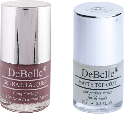 DeBelle Gel Nail Polish Combo of 2 Majestique Mauve (Mauve), Matte Top Coat ( Top Coat )(Pack of 2)