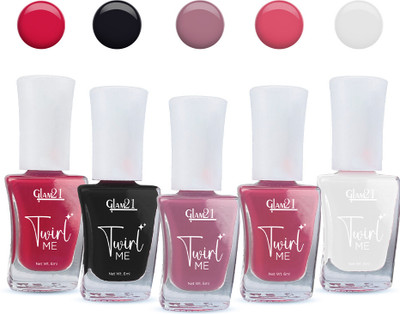 Glam21 Twirl Me Nail Paint Combo |Nail color -6 ml each |Chip Resistant |Trendy Shades Shade -03(Pack of 5)