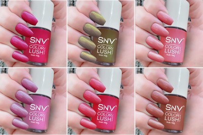 SNV Join the cruelty-free beauty movement with HD nail polish Set Hot Pink,Olive Green,Sweet Pink,Raspberry Pink,Burnt Pink,Copper Rust(Pack of 6)