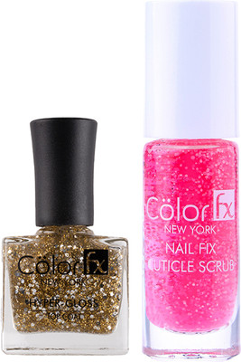 Color Fx Nail Fix Cuticle Scrub & Nail Enamell 201-174 Multicolor(Pack of 2)