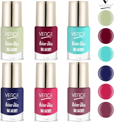 VERGE Colour Show HD Nail Lacquer (NO FADING & NO CHIPPING) (Pack of 6) CS6 (66) CS6_66(Pack of 6)