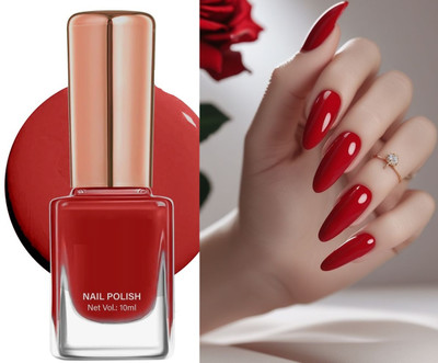 AFARAXIA Nail Paint with High Shine & Quick-Dry Formula at home nail art Cherry red