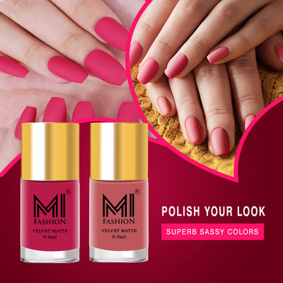 MI FASHION Make A Statement With Matte Nail Polish Combo Pack Pink,Peach(Pack of 2)