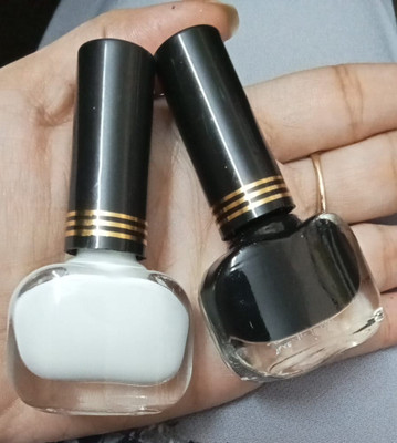 Emijun Chip Free Nail Polish Glossy Finish|Rich Pigmentation | Quick Drying Formula-15 black, white(Pack of 2)