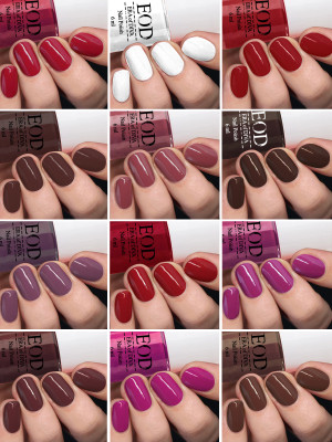 EOD 6ml each Glossy High Shine Premium Quality Long Lasting Nail Polish Paint Set of 12 Bottles White, Red, Purple, Pink etc(Pack of 12)