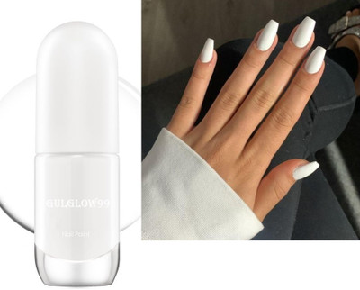 GULGLOW99 GRILS TRENDING WHITE COLOR GLOSSY SHINE NAIL PAINT WHITE