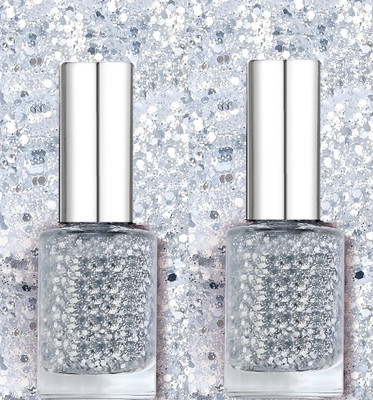 Emijun combo glitter shine nail polish matte finish transperent glitter(Pack of 2)