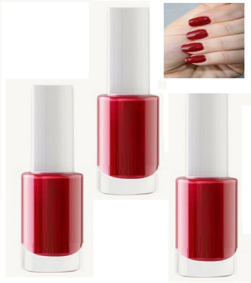 Luipui Dark Red glossy finish high shine nail polish Dark Red-3 DARK RED(Pack of 3)