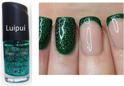 Luipui awesome nail polish green color glitter green