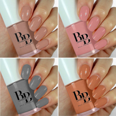 BB LOOKS BEAUTY Quick Dry Long Lasting High Shine Color Nail Polish Combo Set of 4 Plum Pink, Grey, Peach Love, Plum(Pack of 4)