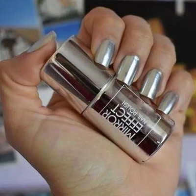Jiwoo Mirror Shine Silver Nail Polish Quick Drying Long Lasting Waterproof silver