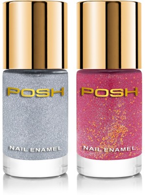 Posh 3D SAND TEXTURE NAILPOLISH, QUICK DRY,TOXIN FREE,9 ML EACH,103,104 HOT PINK, SILVER(Pack of 2)