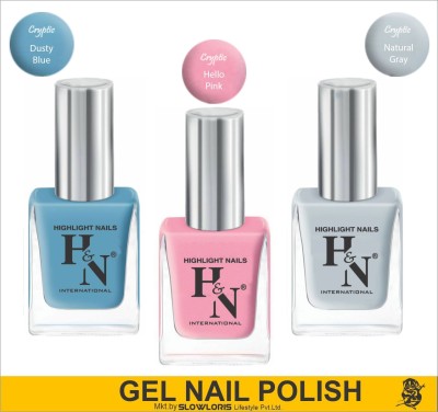 HIGHLIGHT NAILS HELLO PINK::DUSTY BLUE::NATURAL GRAY Hello Pink, Dusty Blue, Natural Gray(Pack of 3)