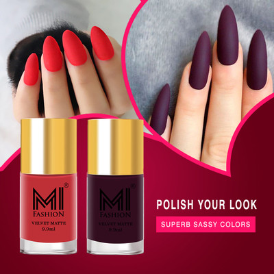 MI FASHION Make A Statement With Matte Nail Polish Combo Pack Peach,Wine(Pack of 2)