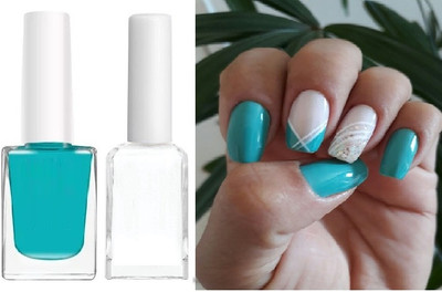 tanvi27 INSTANT NAIL PAINT FOR STYLING NAILS QUICK DRY EASTERN BLUE.WHITE EASTERN BLUE, WHITE(Pack of 2)