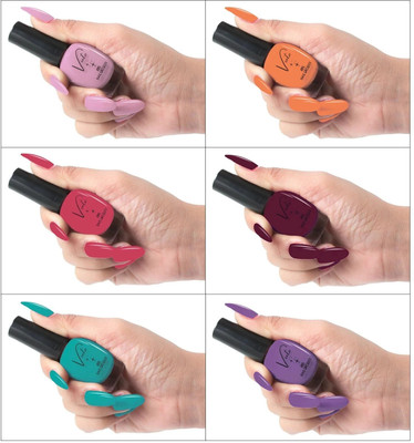 VUTO Chip Free Nail Polish | Glossy Finish | Rich Pigmentation | Quick Drying Formula Multicolor 9(Pack of 6)