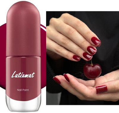 Latixmat Ultra-Glossy Shine, Long-Lasting & Chip-Resistant Cherry Red Nail Paint Cherry Red
