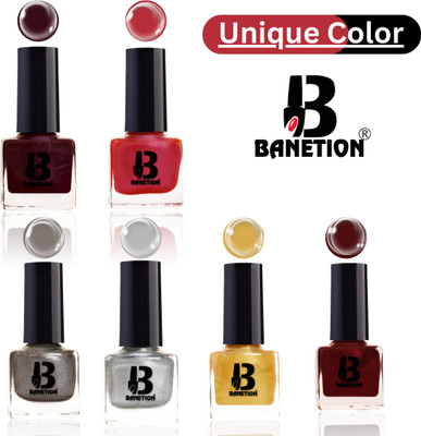 Banetion New Unique Color Rich Nail Paint HD Shine multi color(Pack of 6)
