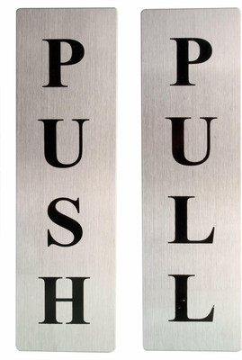 MSE LITE 17.78 cm Self Adhesive Stainless Steel Push & Pull Metal Signage Board Self Adhesive Sticker(Pack of 1)