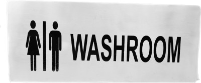 90 Degree Stainless Steel Self Adhesive Washroom Board, Sign Display Board Tag Name Plate(Silver)