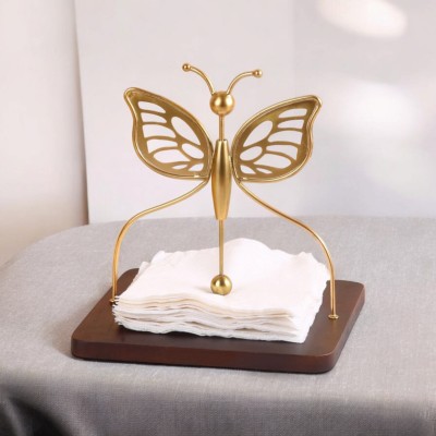 Vogatore Butterfly Napkin Holder Set of 1 Napkin Rings(Gold, 20 cm)