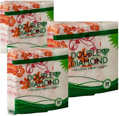 DOUBLE DIAMOND Hygienic Paper Napkins-Pack Of 3 White Paper Napkins(150 Sheets)