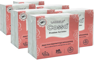 Laurels COSSA-NAPKIN-2PY-6PACK White Paper Napkins(6 Sheets)
