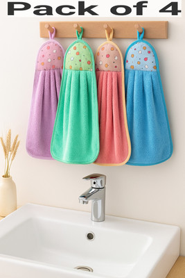 Aceplus Hanging Napkin for Wash Basin and Kitchen Sink Multicolor Cloth Napkins(4 Sheets)