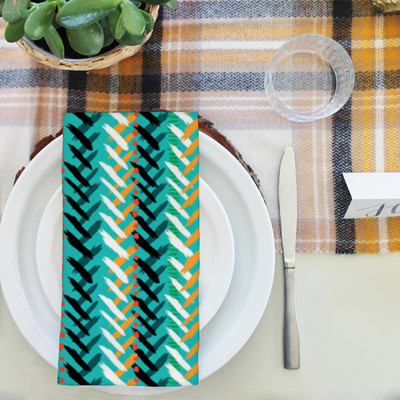 Artzfolio Chevron Table Napkin 16 x 16 inch (41 x 41 cms); SET OF 6 PCS Multicolor Cloth Napkins(6 Sheets)