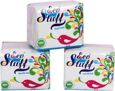 Eco Stuff Soft Tissue Paper White Napkin Pack of 3*100 White Paper Napkins(3 Sheets)