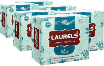 Laurels IDS-4PLY-6PACK White Paper Napkins(6 Sheets)