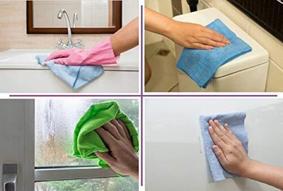 WebDealz Pack of 2 Heavy Double Sided Microfiber Cloth for Cleaning MCT30x2.343 Sponge Wipe(Medium)