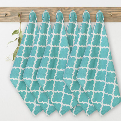 Texstylers Printed Tea Towels_05 Light Blue Cloth Napkins(6 Sheets)