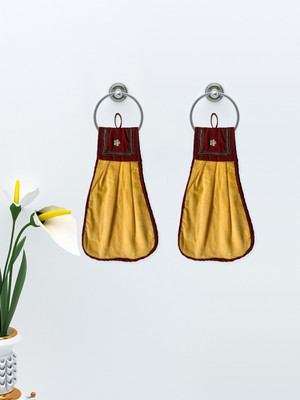 athom TRENDZ Loop Hanging Cotton Washbasin Napkin/Hand Towel for Kitchen and Bathroom Pack of 2 Yellow Cloth Napkins(2 Sheets)