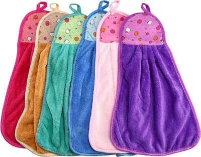 Satisfyn Microfiber Wash Basin Towel, Kitchen Towel, Hanging Towel, Hanger Towel set Multicolor Cloth Napkins(6 Sheets)