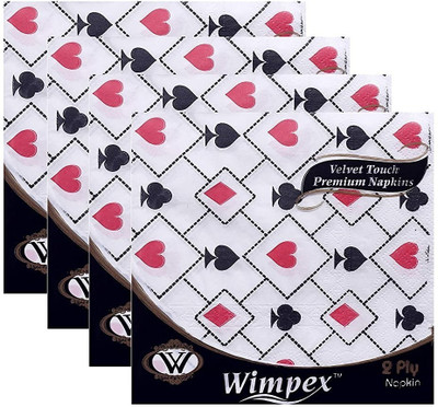 Wimpex velvet soft tissue 33*33 cm set of 4 pack with 50 Serviettes Each Paper Napkins(4 Sheets)