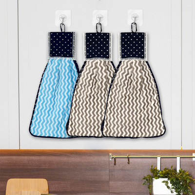 KUBER INDUSTRIES Napkin|Zig Zag Washbasin Hanging Napkin|Kitchen Towel|Pack of 3 Multicolor Cloth Napkins(3 Sheets)
