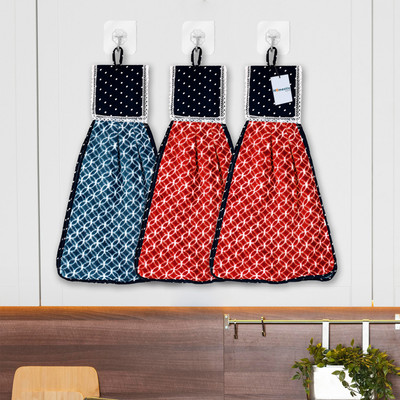 HOMESTIC by Kuber Industries Napkin|Circle Washbasin Hanging Napkin with Ties|Pack of 3 Multicolor Cloth Napkins(3 Sheets)
