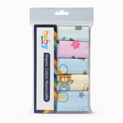 BABY SPARSH Hajrik Color Printed 22x22 Cm Multicolor Cloth Napkins(5 Sheets)
