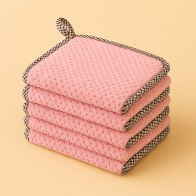 HomeHunt 5 Pcs Flamingo Soft Kitchen Towel Napkin for Dish & Surface Cleaning Cloth 25cm Flamingo Pink Cloth Napkins(5 Sheets)