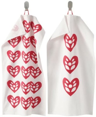 IKEA Hand towel, heart pattern white/red, 40x70 cm white/red Cloth Napkins(2 Sheets)