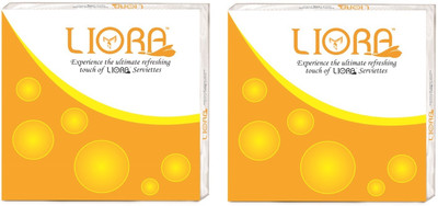 Liora Napkin 40x40 Plain 2Ply 50 Pulls Pack of 2 White Paper Napkins(100 Sheets)