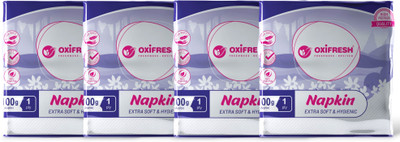 Oxi Fresh Napkin 100 Gram 4 in 1 Ultra Soft & Hygienic 1 Ply Multipurpose White Paper Napkins(4 Sheets)