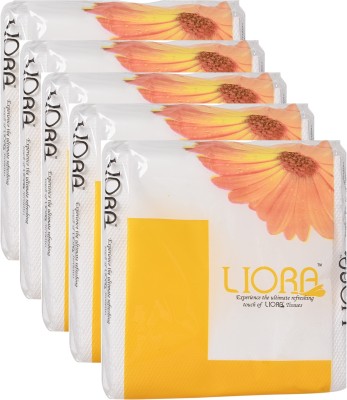 Liora Napkins 27x30, Plain, 1ply, 100 Pulls Each, pack of 5, Tptal 500 pulls White Paper Napkins(5 Sheets)