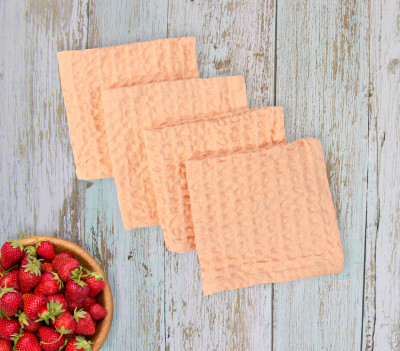 COTTON CANDY KITCHEN TOWELS Orange Cloth Napkins(4 Sheets)