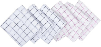AD COLLECTION Kitchen Napkin Cloth White Cloth Napkins(6 Sheets)